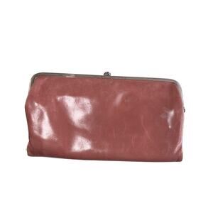 Hobo Lauren Clutch Wallet Genuine Leather Mauve Card Slots Coin Zip Magnetic